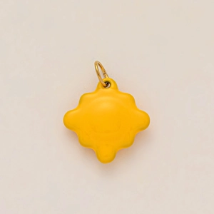 Colgante de girasol en acero chapado en oro 18K con esmalte amarillo para joyas DIY