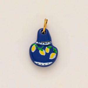 Ciondolo limone blu scuro con anello placcato oro 18 carati per gioielli fai da te