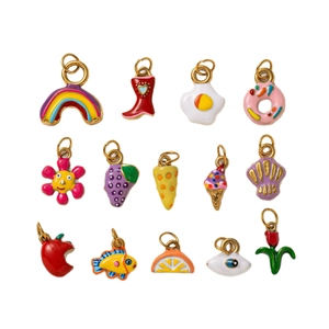 Set di ciondoli in acciaio inossidabile placcato oro 18K con smalto colorato per gioielli