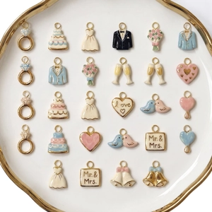 Wedding theme 18K gold plated stainless steel DIY charms set for jewelry making