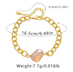 Dimensioni dettagliate del bracciale placcato oro 18 carati con pietra rosa