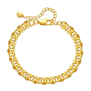 Bracciale a catena in ottone placcato oro 18 carati con chiusura a moschettone ed estensione