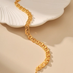 Bracciale a catena in ottone placcato oro 18 carati vintage francese per donne e uomini