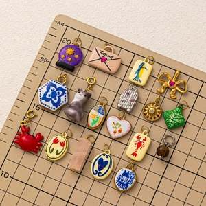 Various enamel mini pendants for DIY jewelry making in gold plating and animal designs