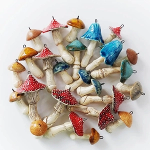 Colorful 14K gold plated ceramic mushroom charms and pendants for DIY jewelry making