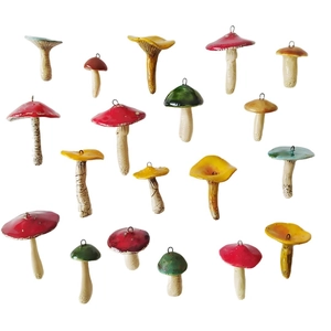 Colorful ceramic mushroom pendants with 14K gold plated hooks for DIY jewelry making