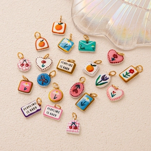 DIY Charm-Anhänger mit Kirsch-, Tulpen- und Gänseblümchen-Design für Schmuck