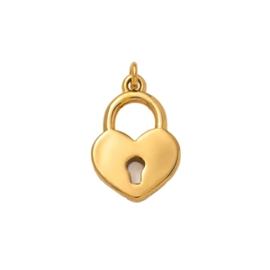 Golden heart lock pendant with keyhole detail, 18k gold plated stainless steel accessory