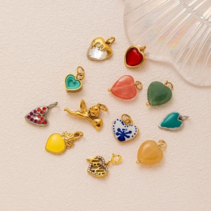 Gekleurde emaille hartjeshangers en Cupido bedels set voor DIY sieraden maken