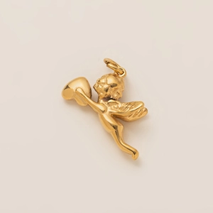 Exquisite 18K gold plated Cupid angel pendant with heart detail for DIY necklace making