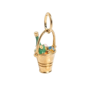 Ciondolo a secchiello per champagne in smalto colorato con finitura oro 14K