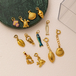 18K vergoldete Meeres-Anhänger-Set mit bunter Emaille für DIY-Schmuckherstellung