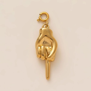 18K gold-plated stainless steel hand gesture pendant with spring ring clasp attachment
