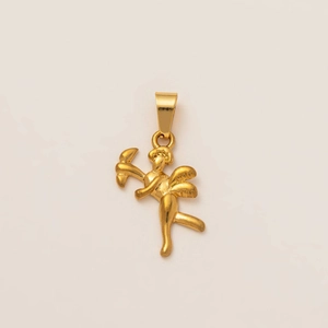 Eleganter goldener Amor Engel Anhänger mit polierter Oberfläche für DIY Schmuckdesign