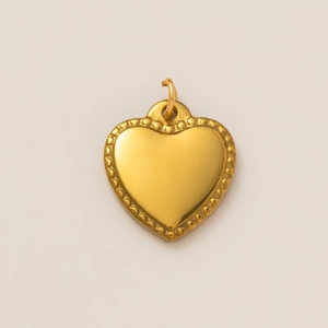 Élégant pendentif en forme de cœur doré avec bordure perlée pour bijoux DIY