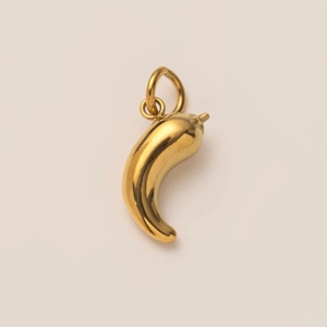 Gepolijste 18K gouden Cornicello hanger met glanzende metalen afwerking voor DIY sieraden