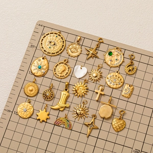 Pendentifs bohèmes plaqués or 18k avec œil et arc-en-ciel pour la création de bijoux