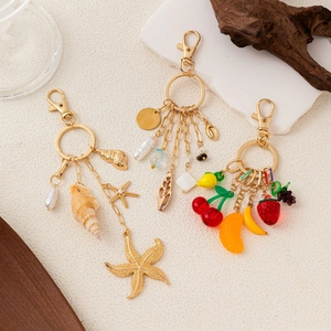 DIY gold plated 14K fashion charms with marine pearls and colorful fruit pendants