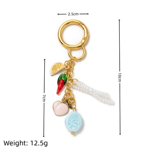 Détails des breloques colorées plaquées or 18 carats avec formes de fruits et perles