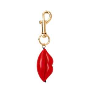 Ciondolo a labbra 3D rosse con chiusura a moschettone dorata per borse e portachiavi
