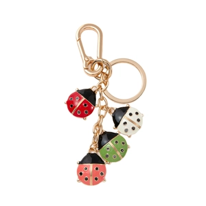 Porte-clés de sac DIY à la mode avec pendentifs coccinelles colorés et placage en or 18 carats