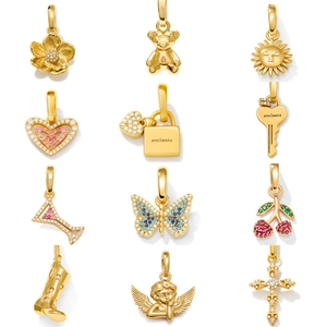 18K Gold Plated Stainless Steel Rhinestone Butterfly Heart Angel Cross Pendant Necklace For Women DIY Jewelry Accessories