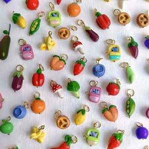 Collier Pendentif DIY Fruits et Légumes en Acier Inoxydable Plaqué Or 18K Émail Strass Bijoux pour Hommes Femmes