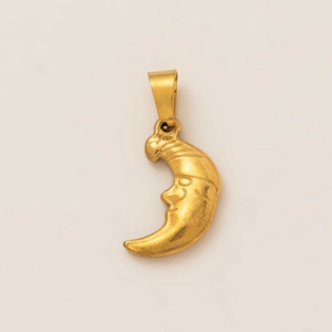 Classic 18K gold plated celestial man in the moon crescent pendant necklace for women