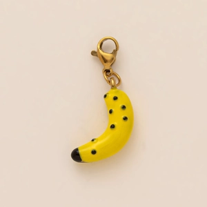 Ciondolo a forma di banana in smalto con chiusura a moschettone dorata per gioielli