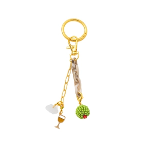 DIY 18K gold plated keychain with acrylic chain, cloud pendant and beaded charms