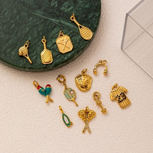 Sporty 18K gold plated stainless steel pendants including tennis and jersey themes