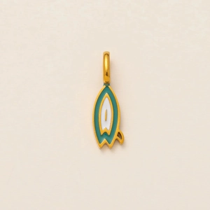 Pendentif planche de surf minimaliste en acier inoxydable doré 18 carats avec émail
