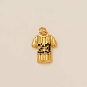 Detail van de 18K vergulde jersey hanger met reliëfstrepen en het nummer 23