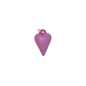 Pendentif cœur violet poli avec anneau de connexion doré pour bijoux