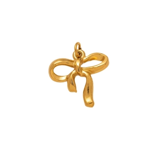 Elegant 18K gold-plated stainless steel bow pendant with a polished metallic finish