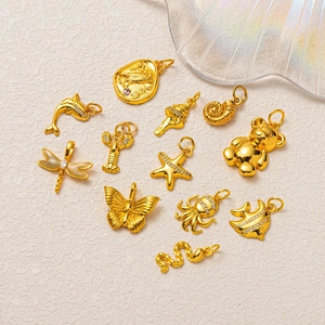 18K gold plated minimalist charms including insects, dolphin, and love motifs for jewelry
