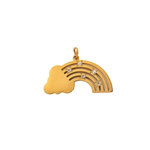 Gold-plated rainbow cloud pendant with zircon stones made of stainless steel