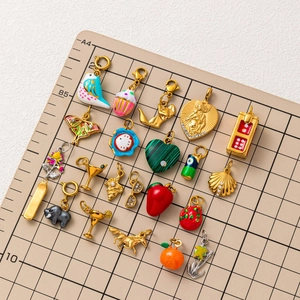 Ensemble de breloques DIY en acier inoxydable doré 18K éléphant et cocktail
