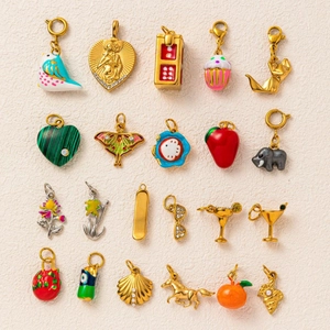Pendentifs en Acier Inoxydable Coupe à Cocktail Cœur Animal Fruit Charms DIY Émail Bijoux Or Plaque Collier Pour Femmes