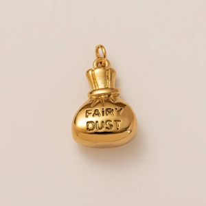Pendentif sac en acier inoxydable plaqué or 18K poli avec gravure Fairy Dust DIY