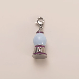 Blue enamel fork pendant in 18K gold-plated stainless steel with lobster clasp