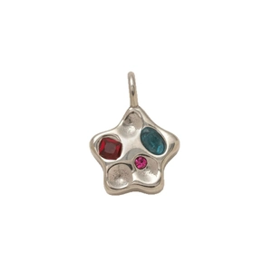 Polished star-shaped pendant with colorful inlaid gems and 18K gold vacuum plating finish