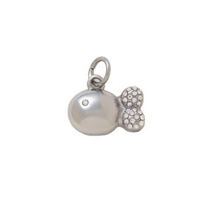 Colgante de ballena en plata pulida con pavé de circonitas para creación de joyas DIY