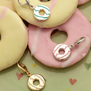 Ciondoli a ciambella in argento S925 con smalto colorato e placcatura oro 18K