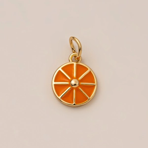 Pendentif tranche d'orange dorée avec émail pour colliers et bracelets DIY