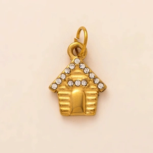 Pendentif maison plaqué or 18 carats avec accents étincelants en zircone