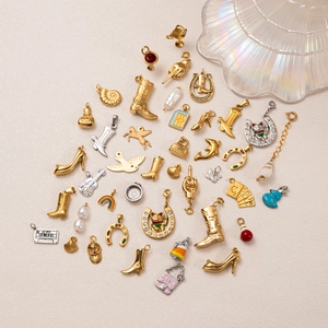 Collana con Ciondolo in Acciaio Inossidabile Vintage Placcata Oro 18K Stivale Western Ferro di Cavallo Gioielli Fai da Te Donna