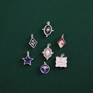 Vintage celestial pendant set in 18K gold plating with blue enamel charms for DIY jewelry