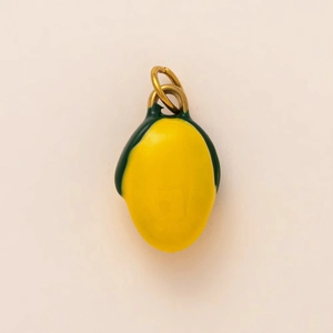 18K gold plated stainless steel lemon pendant with vibrant yellow and green enamel finish