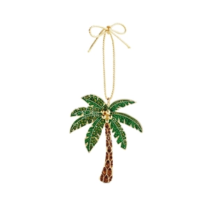 Ciondolo a forma di palma placcato oro 18K con cristalli colorati e fiocco dorato
